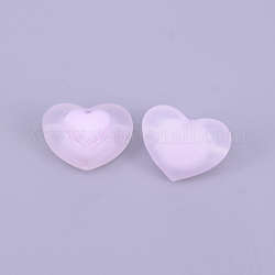 Transparent Acrylic Beads, Frosted, DIY Accessories, Clear, Heart, Lavender, 13x17x9.5mm, Hole: 2.8mm