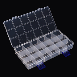 Contenedor de almacenamiento de cuentas de plástico, Cajas organizadoras de 18 compartimento, Rectángulo, Claro, 21.5x11x3 cm