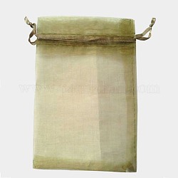 Bolsas de regalo de organza con cordón, bolsas de joyería, banquete de boda favor de navidad bolsas de regalo, caqui oscuro, 9x7 cm