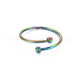 Color del arco iris 304 acero inoxidable con doble abalorio finos anillos de puño abiertos, nosotros tamaño 7 3/4 (17.9 mm)