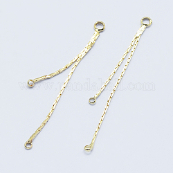 Long-Lasting Plated Brass Chandelier Component Links, 3 Loop Connectors, Real 18K Gold Plated, Nickel Free, Chains, 41.5x1x1mm, Hole: 0.5mm and 1mm