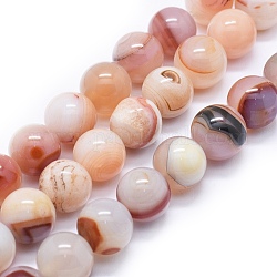 Chapelets de perles d'agate naturelle, teints et chauffée, ronde, peachpuff, 17~18mm, Trou: 2~2.5mm, Environ 24~26 pcs/chapelet, 17.3 pouce ~ 18.5 pouces (44~47 cm)