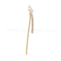 Gros pendentifs gland strass en laiton, avec des breloques en perles d'imitation en plastique, or, 68mm, Trou: 1.4mm