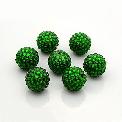 Résine strass bubblegum perles de billes, ronde, lime green, 20x18mm