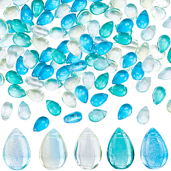Sunnyclue 150 pièce de perles de verre transparentes de 5 couleurs, perles percées, larme, couleur mixte, 9x6x5mm, Trou: 1mm, 30 pcs / couleur