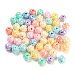 Perles acryliques opaques, de couleur plaquée ab , ronde, couleur mixte, 10x9mm, Trou: 2mm, environ 1000 pcs/500 g