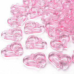 Прозрачные акриловые бусины, от сердца к сердцу, розовый жемчуг, 27x34x6 мм, отверстие : 3 мм, Около 191 шт / 500 г