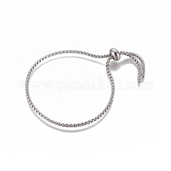 304 Stainless Steel Slider Bracelets Bracelet/Bolo Bracelets Making, Box Chains, Stainless Steel Color, Total Length:  9-7/8 inch(25cm), Single Chain Length: 4-7/8 inch(12.5cm), 2mm