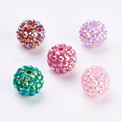 Perles de strass en résine , ronde, couleur ab , couleur mixte, 16mm, Trou: 1~2mm