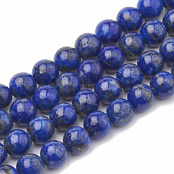 Abalorios de lapislázuli naturales hebras, redondo, 4mm, agujero: 0.8 mm, aproximamente 100 pcs / cadena, 15.7 pulgada