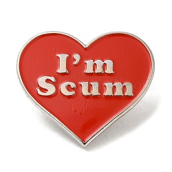Heart with Word I'm Scum Enamel Pins, Platinum Tone Alloy Brooches for Clothes Backpack, Red, 26.5x30x1.5mm