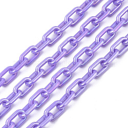Акриловые непрозрачные кабельные цепи, AB цвет, овальные, средне фиолетовый, 13x8x2 мм, 19.68 дюйм (50 см) / нить