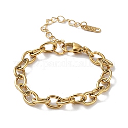 316 braccialetto a catena portacavi in acciaio inossidabile chirurgico, bracciale a catena a maglie ovali, oro, 6-1/8 pollice (15.5 cm)