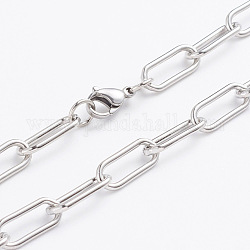304 acero inoxidable cadenas de clips, collares de cadenas de cable alargadas dibujadas, con broches de langosta, color acero inoxidable, 24.21 pulgada (61.5 cm)