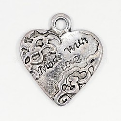 Valentines Gifts for Him Ideas Tibetan Style Alloy Pendants, Heart, Cadmium Free & Nickel Free & Lead Free, Antique Silver, 19.5x17.5x3mm, Hole: 2.5mm
