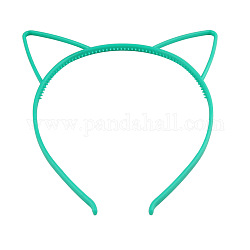 Bandes de cheveux en plastique oreille de chat mignon, accessoires de cheveux pour les filles, vert de mer clair, 165x145x6mm