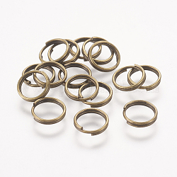 Anillos partidos de hierro, anillos de salto de doble bucle, Sin cadmio y níque y plomo, Bronce antiguo, 8x1.4mm, aproximamente 6.6 mm de diámetro interior, aproximamente 700 unidades / 100 g