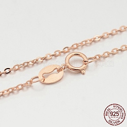 Sterling Silver Cable Chain Necklaces, with Spring Ring Clasps, Thin Chain, Rose Gold, 457x1mm