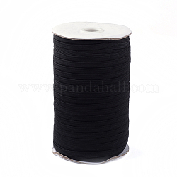 Cuerda elástica trenzada plana de 1/4 pulgada, Elástico de punto elástico pesado con carrete, negro, 5mm, Aproximadamente 180~200 yardas / rollo (540~600 pies / rollo)