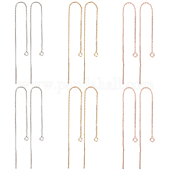 arricraft 6 Pairs 3 Color Brass Tassel Threader, Dangle Drop Chain Threader Earring Long Chain Ear Line Drop Earring with Loops for DIY Jewelry Making