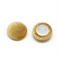 Cabochons aus mit Samtstoff bezogenem Stoff, mit Alu-Boden, halbrund / Dome, golden, 15x5.5 mm