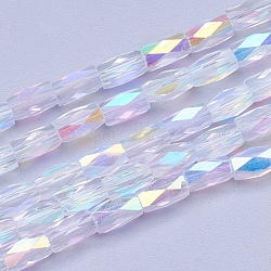 Electroplate transparentes abalorios de vidrio hebras, color de ab chapado, facetados, columna, color de ab chapado, 5x3mm, agujero: 0.5 mm, aproximamente 100 unidades / cadena, 19.4 pulgada