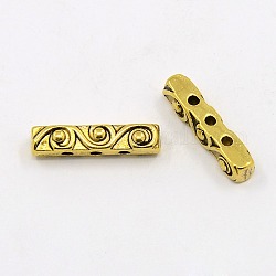 Tibetischer stil legierung perlen, Bleifrei und cadmium frei, Antik Golden Farbe, Würfel, 18x4x5 mm, Bohrung: 1.5 mm