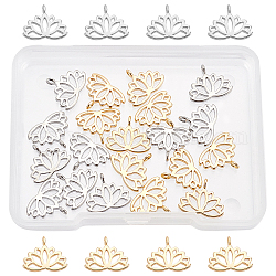 Superfindings 20 pièces 10.5x12.5mm laiton fleur de lotus breloques platine doré yoga fleur pendentif tibétain floral breloques pendentifs pour bijoux bricolage artisanat fabrication