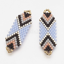 Liens de perles de rocaille japonaises miyuki & toho, motif de tissage, lavande, 35x12x2mm, Trou: 1~2mm