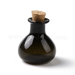 Mini-Glasflaschen, mit Korkstopfen, leere Wunschflaschen, für Puppenstubenzubehör, Schmuckherstellung, Schwarz, 27.5x21 mm