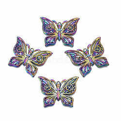 Pendentifs en alliage, Sans cadmium & sans nickel & sans plomb, papillon, couleur arc en ciel, 29x37x3mm, Trou: 1.6mm