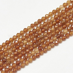 Natürlicher Granat Perlen Stränge, facettiert, Runde, 2~2.5 mm, Bohrung: 0.3 mm, ca. 177 Stk. / Strang, 14.9 Zoll