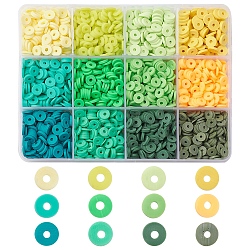 Cuentas de arcilla polimérica hechas a mano ecológicas de 2544 piezas 12 colores, disco / plano y redondo, abalorios heishi, color mezclado, 6x1mm, agujero: 2 mm, acerca 212pcs / del color