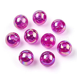 Abalorios de acrílico transparentes, colores ab plateados, redondo, rojo violeta medio, 8mm, agujero: 2 mm, aproximamente 2100 unidades / 500 g