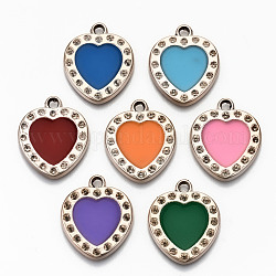 UV Plating Acrylic Pendant Rhinestone Settings, with Enamel, Multi-Petal Heart with Concave Dot, Light Gold, Mixed Color, Fit for 2mm Rhinestone
, 25x21.5x3mm, Hole: 2.5mm