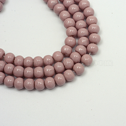 Painted Glass Bead Strands, Baking Paint, Round, Rosy Brown, 12mm, Hole: 1.3~1.6mm, about 66pcs/strand, 31.4 inch