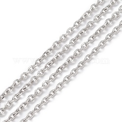 304 кабельные цепи из нержавеющей стали, цепи с алмазной огранкой, несварные, граненые, овальные, цвет нержавеющей стали, 3 мм, Коннекторы : 3.8x3x0.8 мм