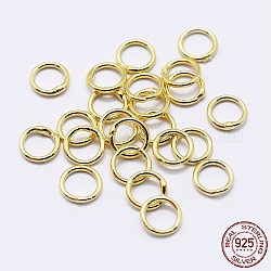 925 runde Ringe aus Sterlingsilber, verlötete Biegeringe, geschlossene Ringe springen, golden, 19 Gauge, 6x0.9 mm, Innendurchmesser: 4 mm, ca. 90 Stk. / 10 g