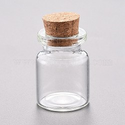 Perle de verre conteneurs, avec bouchon en liège, souhaitant bouteille, clair, 2.2x3 cm, capacité: 5 ml (0.17 oz liq.)