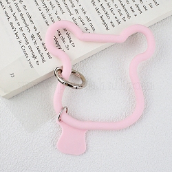 Cordón de teléfono con lazo de cabeza de ganado de silicona, correa para la muñeca con soporte para llavero de plástico y aleación, rosa, 12.5x9.2x0.7 cm