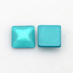 Resin Cabochons, Square, Teal, 10x10x4mm