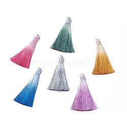 Décorations de gros pendentif pompon en polyester, couleur mixte, 80~85x8~20mm