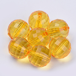 Transparent Acrylic Beads, Faceted, Round, Orange, 12x12mm, Hole: 1.9mm, about 496pcs/500g