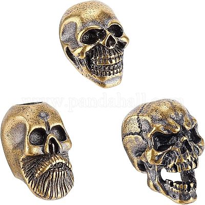 FINGERINSPIRE 3 Styles Skull Knife Lanyard Bead Brass Knife Bead Silver &  Gold Skull Lanyard Bead DIY EDC Knife Beads Skull Parachute Cord Beads for  ...