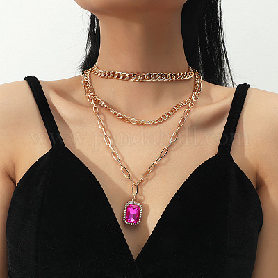 Collier Doré 3 Couches Avec Pendentif En Pierre - Élégant Et Tendance