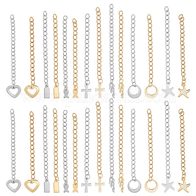 PandaHall Elite 20 Pieces 304 Stainless Steel Necklace Bracelet Extender  Chain Set with Lobster Claw Clasps Length 2.28 Inch for Jewelry Making 