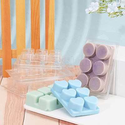 50 Packs Wax Melt Clamshells Molds,Wax Melt Containers,6 Cavity Clear  Plastic Cube Tray for Wickless Wax Melt Candles