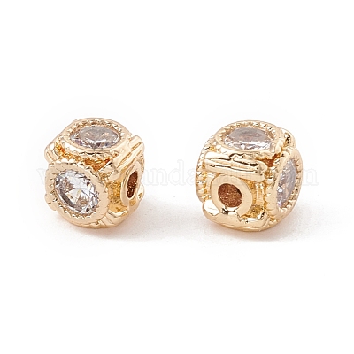Cubo di ottone perle zirconi&nbsp;KK-E283-01G-01-1