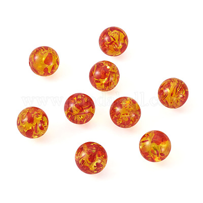 Imitation Amber Resin Beads, Gold, Round, about 16mm in diameter, hole: 3mm