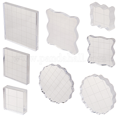 5 x 2 Acrylic Stamp Block Clear Stamping Block with Grid Lines Square